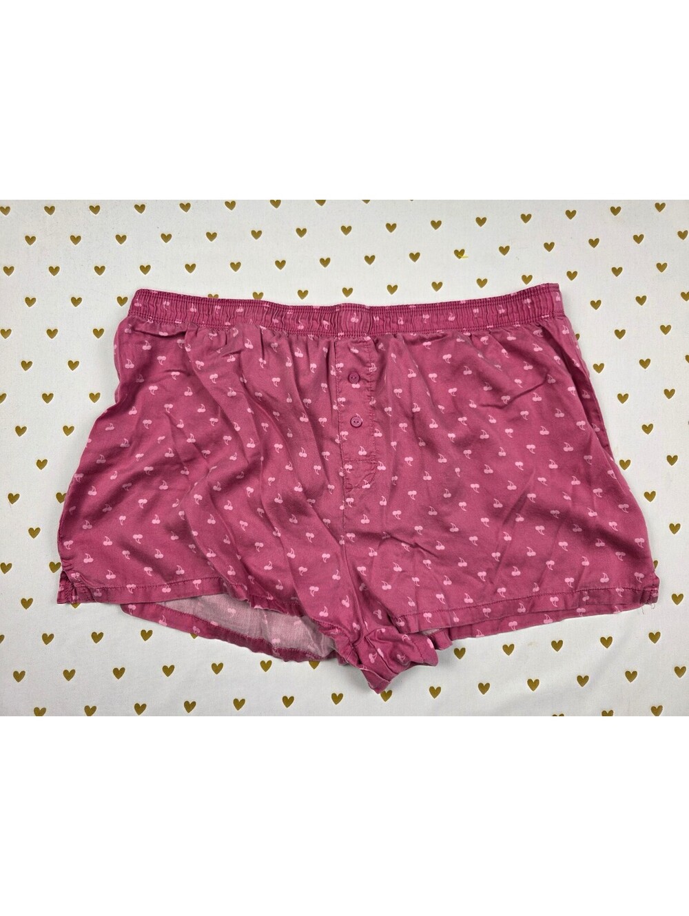Victorias Secret PINK Cherries Medium Silky Sleep Shorts Boxers Pajama Bottoms